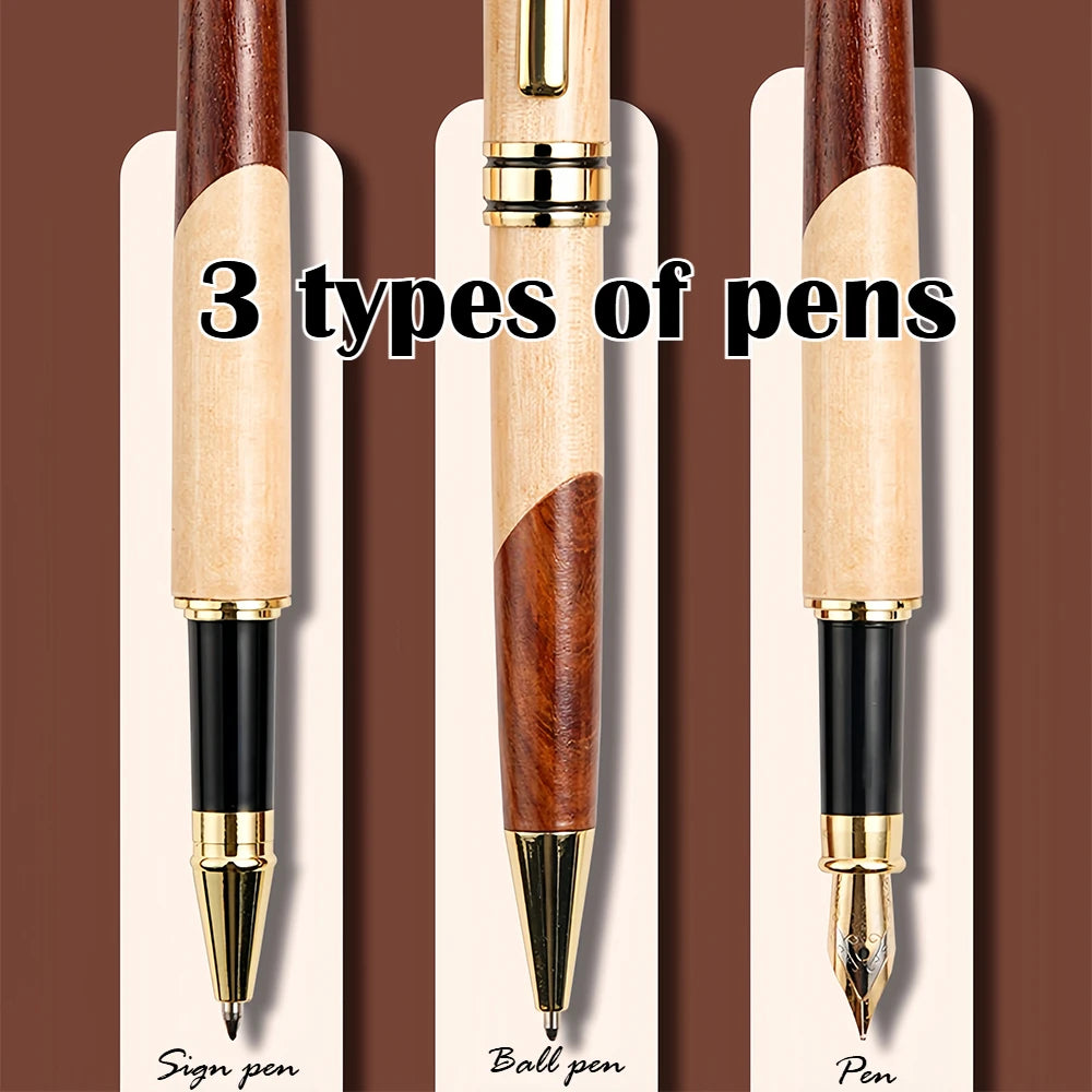 Custom Wood Ballpoint Pen Laser Engrave LOGO Text Personalized Sign Pen for Family Company Friend Gift Box Available