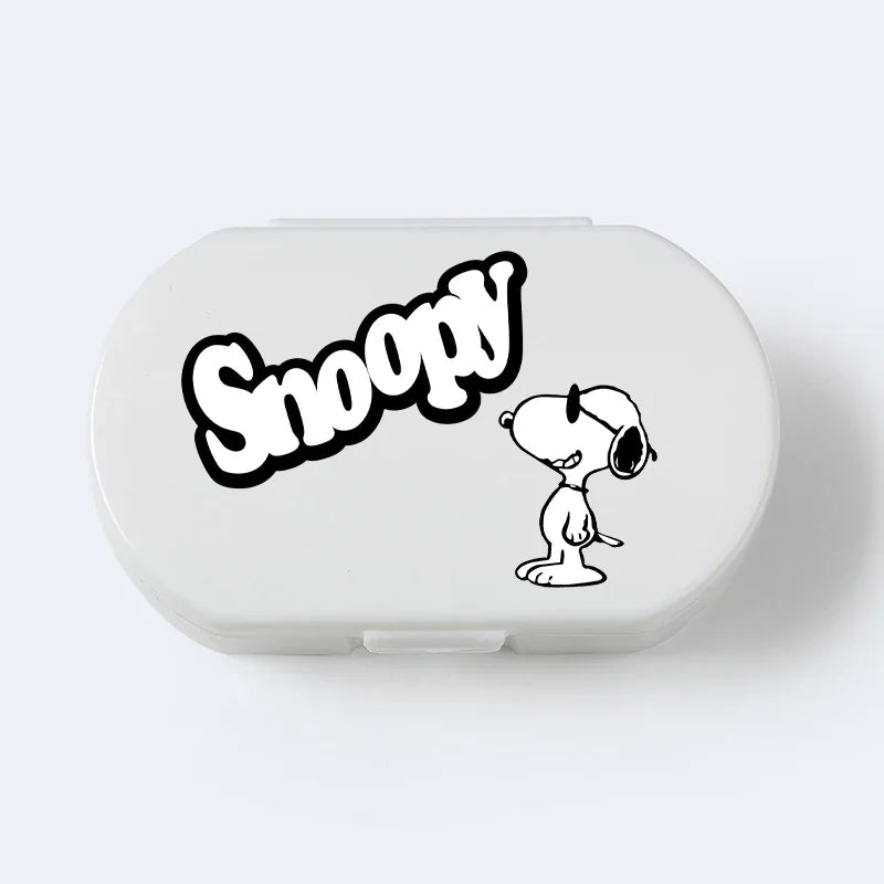 Portable Snoopys Mini Pill Box Kawaii Travel Anime Three-compartment Transparent Plastic Medicines Storage Case Container Gifts