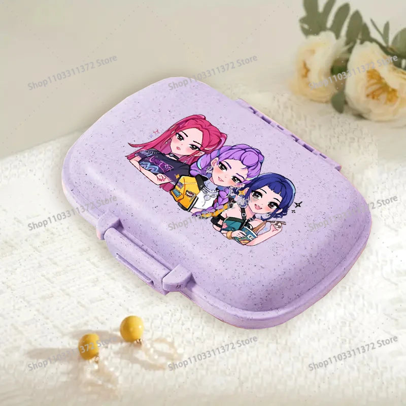 Move K-Pop Demon Hunters 8 Grid Compartment Pill Storage Box Fashion Printed Portable Travel Home Vitamin Container Cartoon Gift