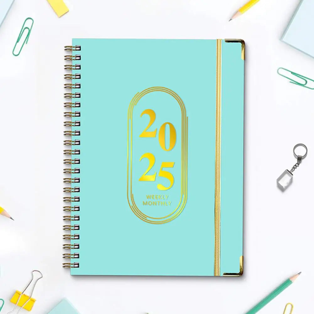 Planner Notebook 2025 End-of-life Arrangements Organizer 2025-2026 Planner Spiral Agenda Book with Stickers Elastic for Office