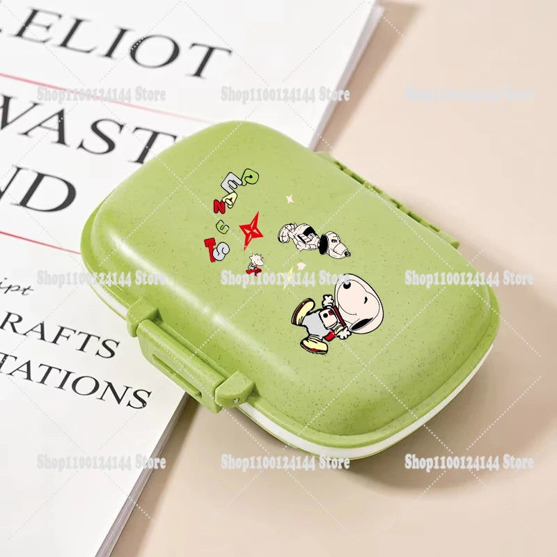 Snoopys Mini Portable Pills Organizer Case 8 Grids PillBox Tablet Storage Container Travel Weekly Medicine Pill's Box Pill Case