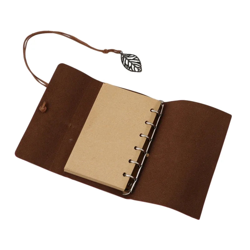Spiral Notebook Retro Diary Antique PU Leather Notebook A7 Replaceable Stationery Gift Travel Journal