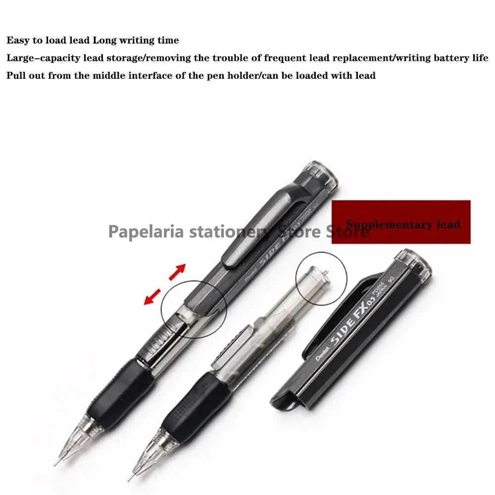 1pcs Pentel Mechanical Pencil 0.5mm PD255 Drawing Art Supplies Office Accessories Student School Stationery Side Press Out Lead