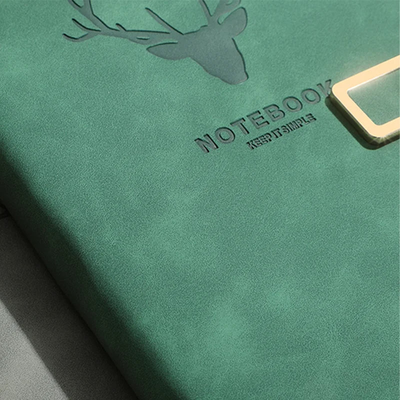 200pages A5 Leather Notebook with Leather Notebook Cover, Personalized Soft Cover and Bookmark, Perfect for Business, Meeting