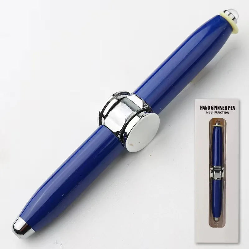 Led Fingertip Spinning Pen Fidget Anxiety Decompression Gyro Metal Ballpoint Gyroscope Pen Writing Pens school For Kids Adults