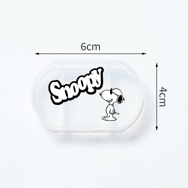 Portable Snoopys Mini Pill Box Kawaii Travel Anime Three-compartment Transparent Plastic Medicines Storage Case Container Gifts