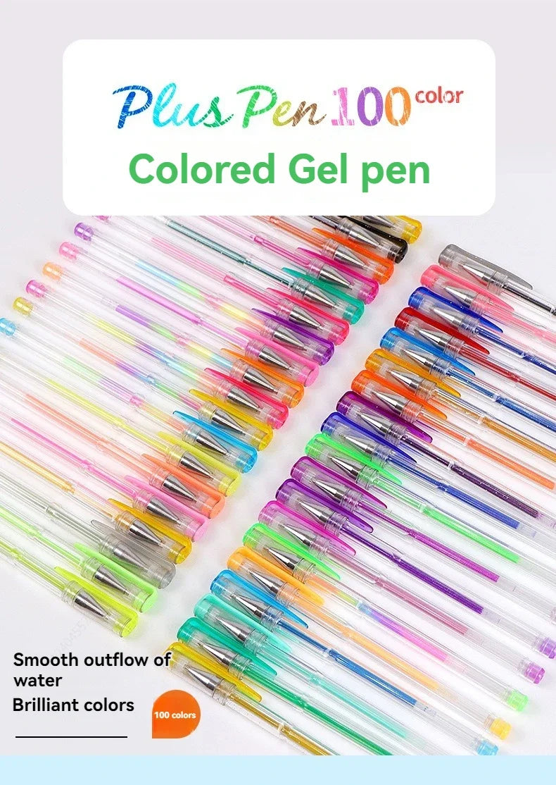 100/5Pcs Gel Pen Set 100 Colored Gel Pens for Coloring Books Drawing Doodle Crafts Scrapbooks Journaling Planner School Supplies