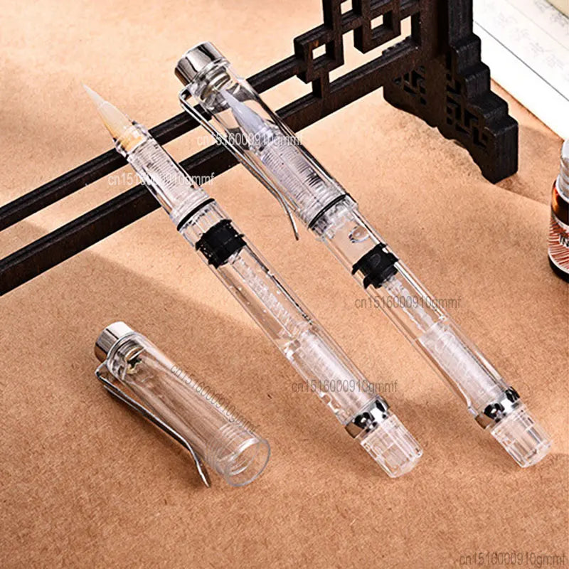 1/10Pcs Set Soft Tip Watercolor Brush Pen Transparent Calligraphy Brush Refillable Ink Fountain Art Drawing Painting Writing Pen