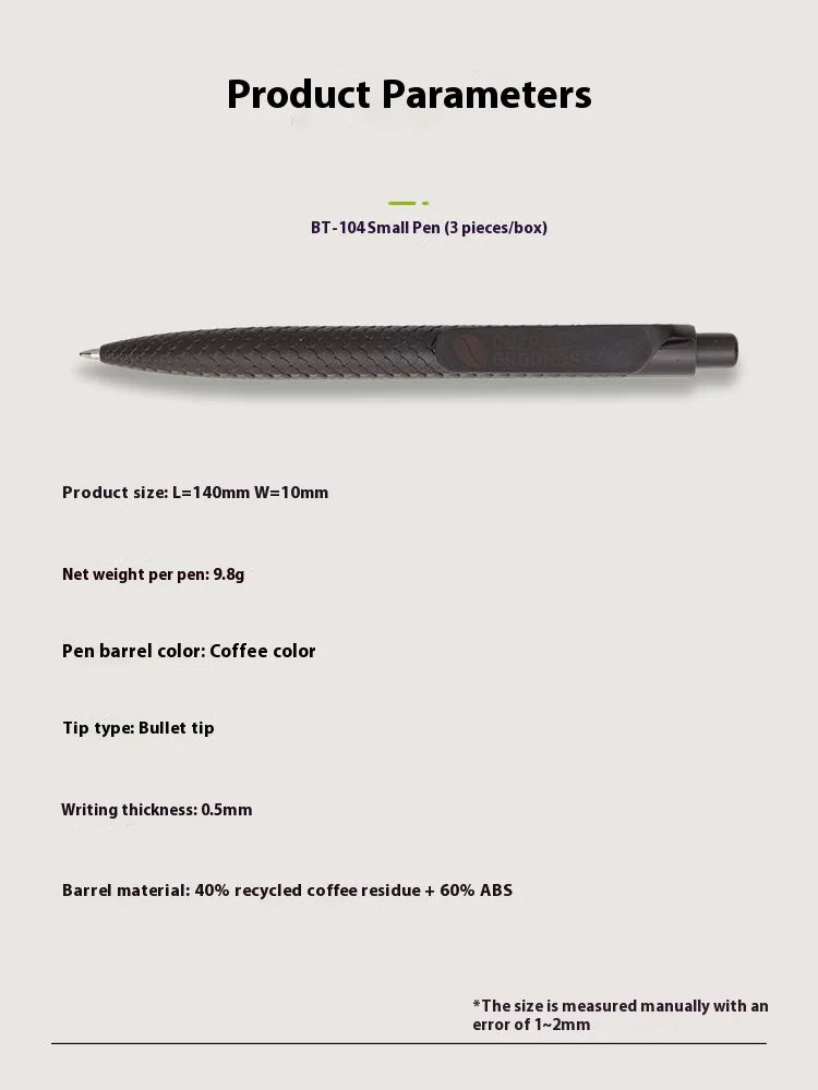 Coffee pen, small coffee pen, high-quality, eco-friendly, neutral pen for students, exams, office, black 0.5mm