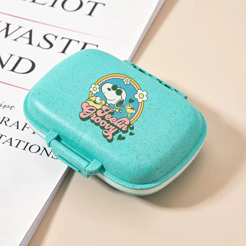 Snoopys Mini Portable Pills Organizer Case 8 Grids PillBox Tablet Storage Container Travel Weekly Medicine Pill's Box Pill Case