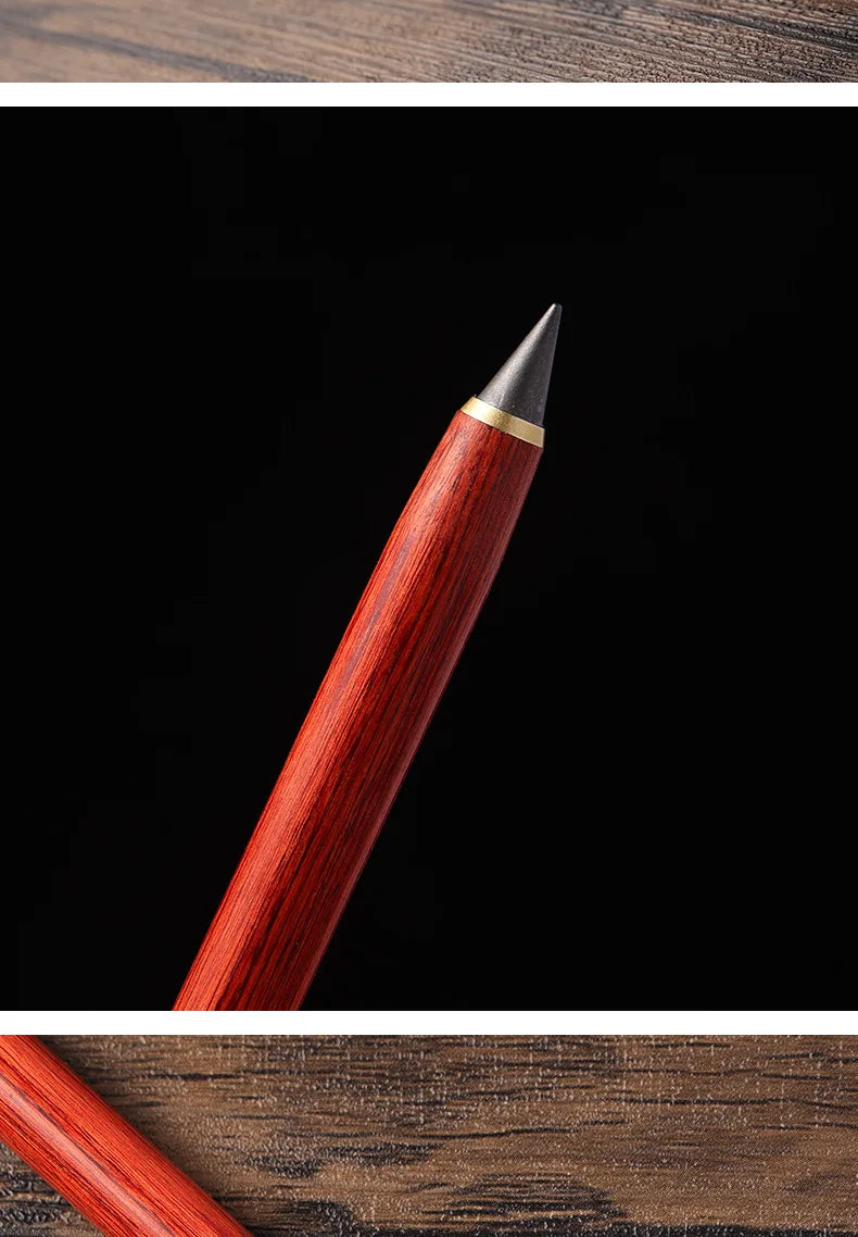 1PC Pen +5pcs Pen Tip Wooden Eternal Pencil HB Never Need Sharpening Unbreakable for Students Sketching Drawing High Tech