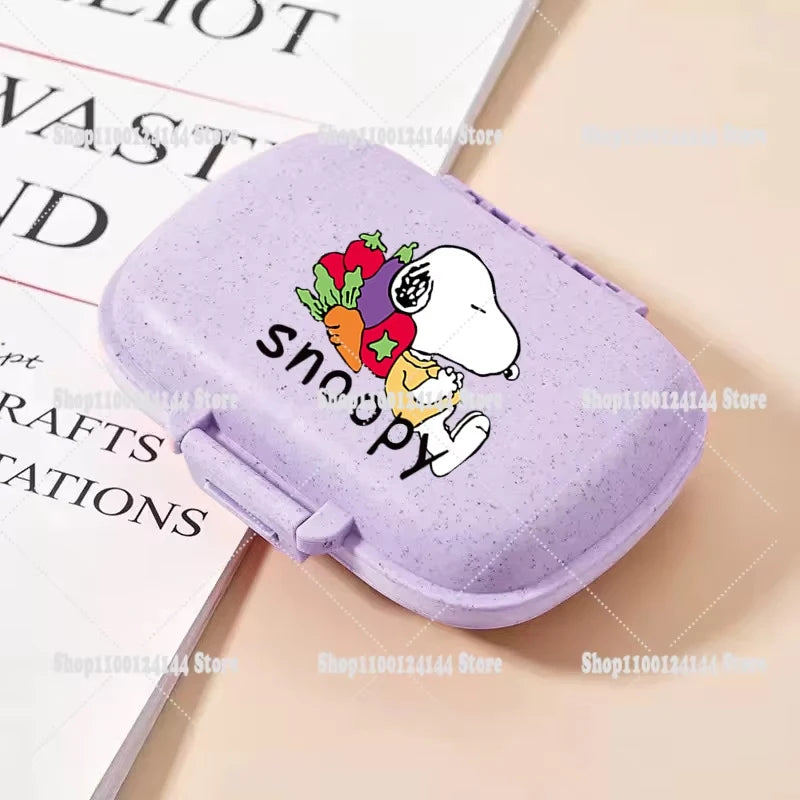 Snoopys Mini Portable Pills Organizer Case 8 Grids PillBox Tablet Storage Container Travel Weekly Medicine Pill's Box Pill Case