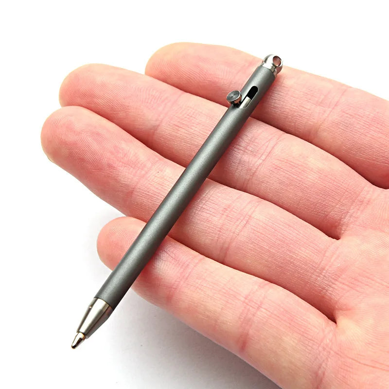 Pure Titanium Mini Compact Bolt Pen Portable Keychain Pen Portable Travel Metal Ballpoint Pen Signing Party Gifts for Guests
