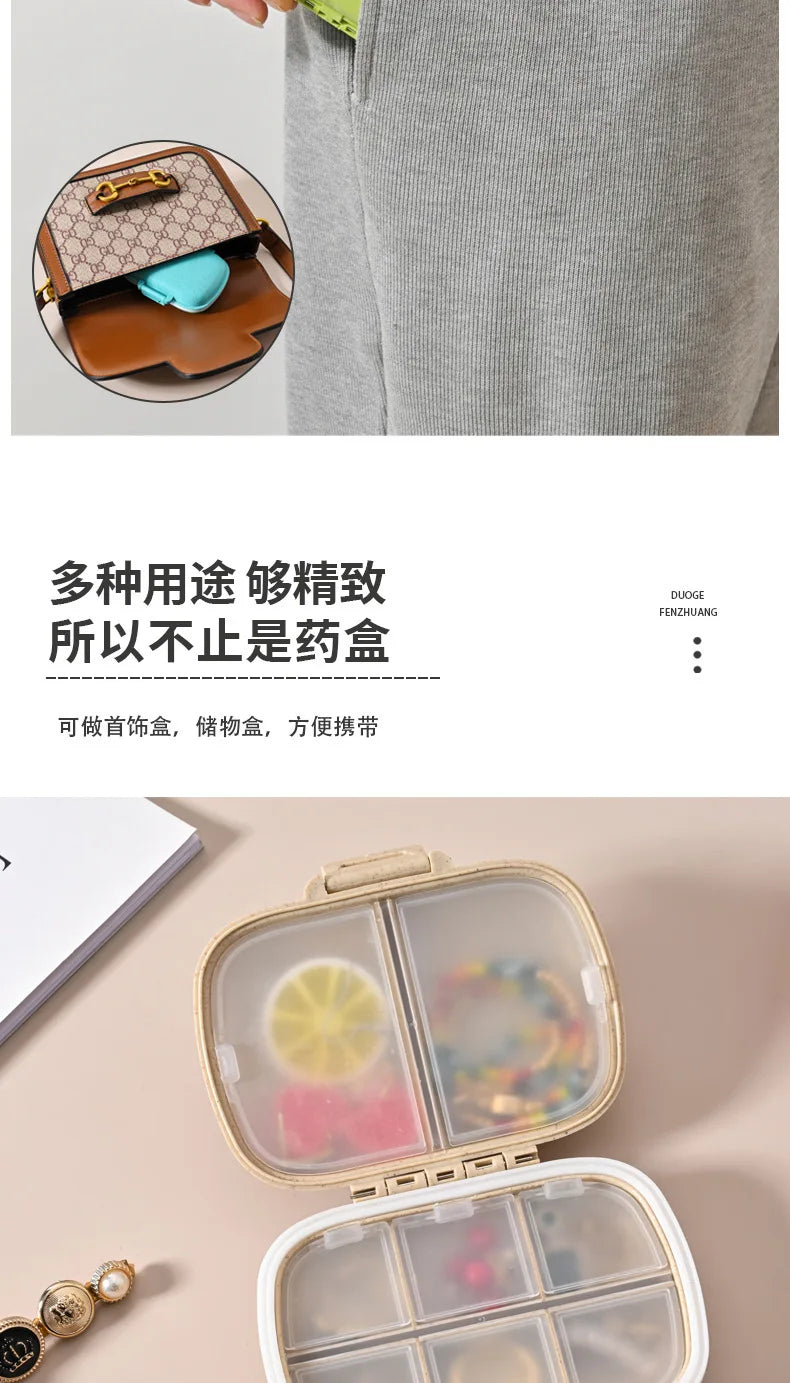 Snoopys Mini Portable Pills Organizer Case 8 Grids PillBox Tablet Storage Container Travel Weekly Medicine Pill's Box Pill Case