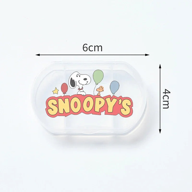 Portable Snoopys Mini Pill Box Kawaii Travel Anime Three-compartment Transparent Plastic Medicines Storage Case Container Gifts