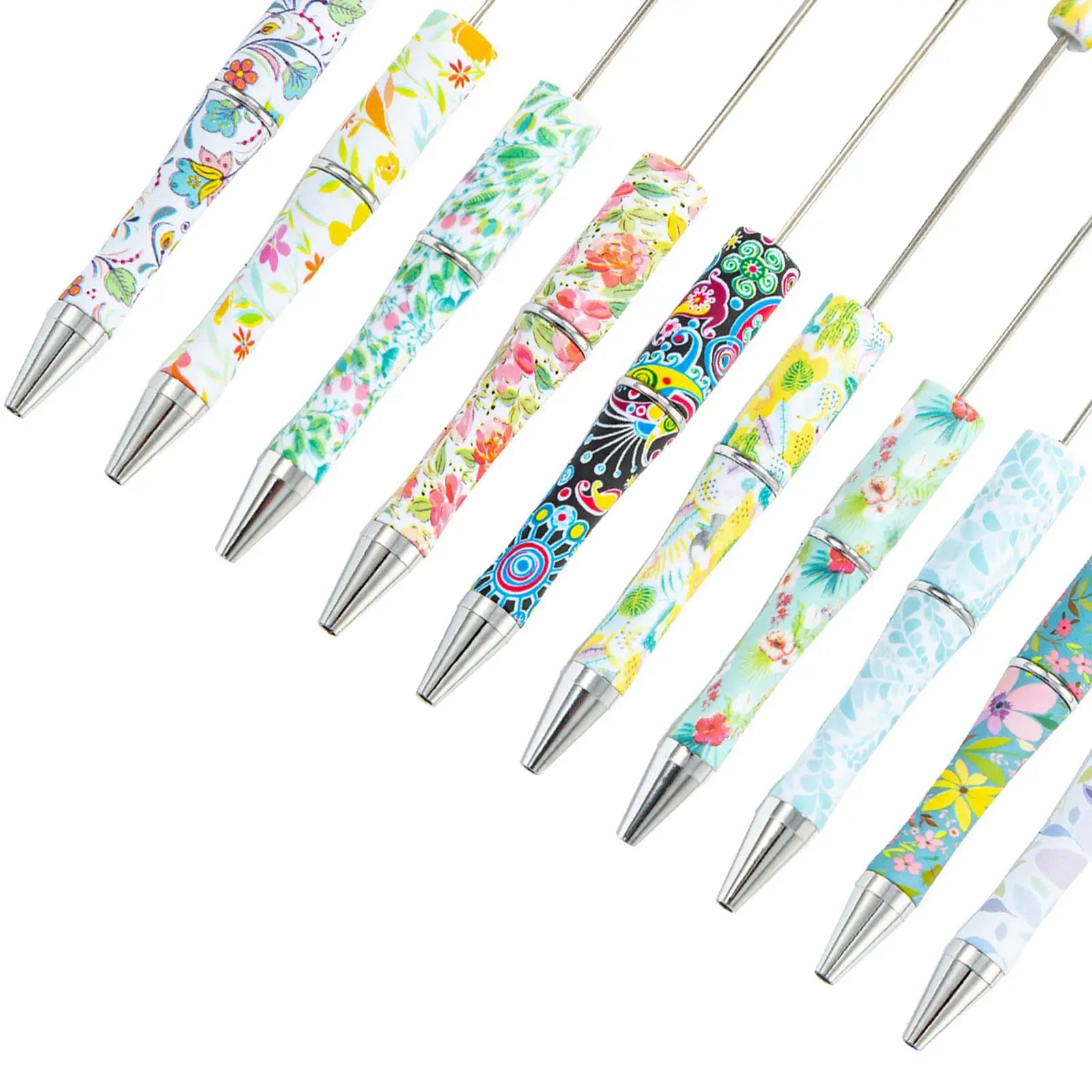 10 Pieces Beadable Pens Bead Pen Beaded Pen Beaded Ballpoint Pens for Drawing