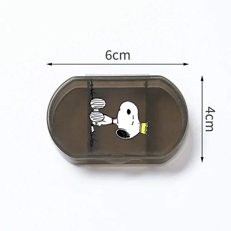 Portable Snoopys Mini Pill Box Kawaii Travel Anime Three-compartment Transparent Plastic Medicines Storage Case Container Gifts