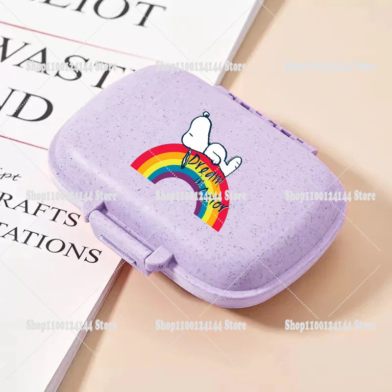 Snoopys Mini Portable Pills Organizer Case 8 Grids PillBox Tablet Storage Container Travel Weekly Medicine Pill's Box Pill Case
