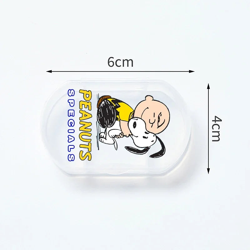 Portable Snoopys Mini Pill Box Kawaii Travel Anime Three-compartment Transparent Plastic Medicines Storage Case Container Gifts
