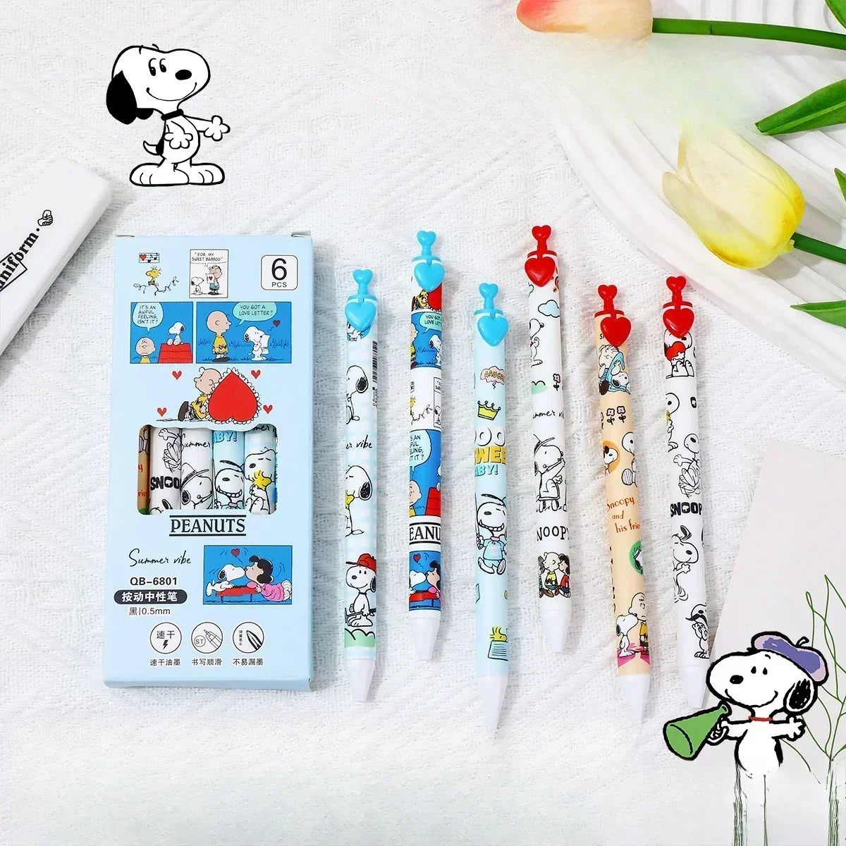 Snoopy cartoon press pen kawaii black neutral pen student cute stationery school supplies wholesale anime peripheral gift