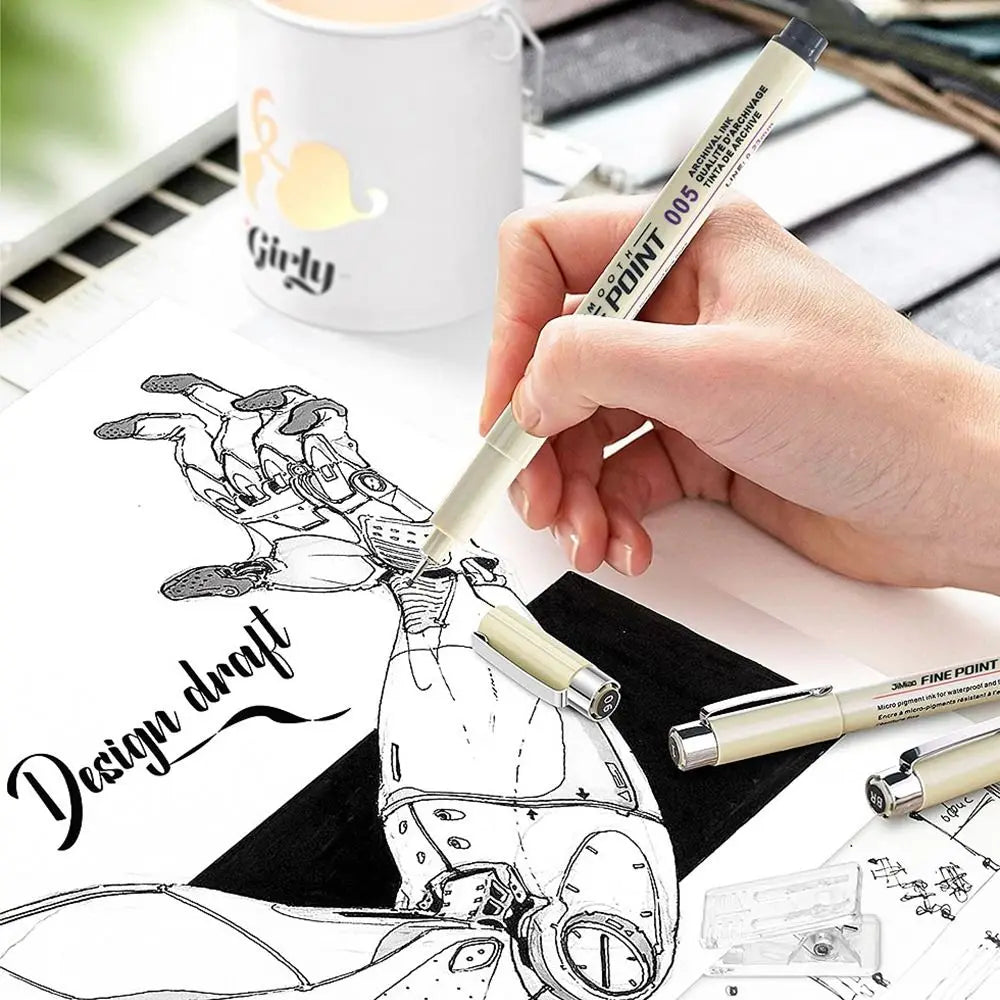 1Pcs Micron Ink Marker Pen Sketch Stationery Set Art Supplies Drawing Pen Pigment Liner 12 Tips Sketching Needle Pen