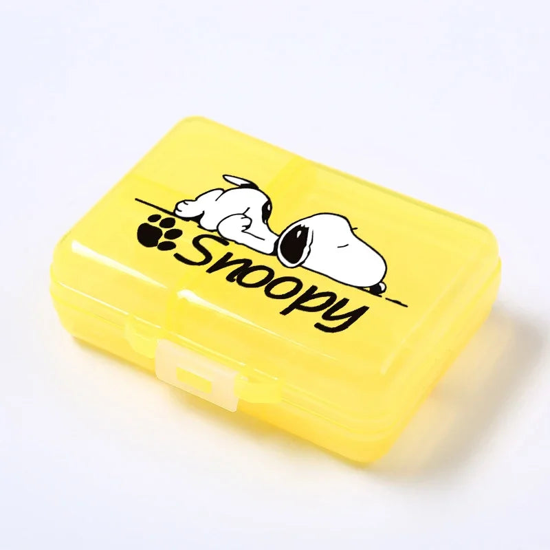 Kawaii Snoopys Anime Storage Box Pill Case Large Capacity A Week Organizer Portable Travel Outdoor Tablets Vitamins Container