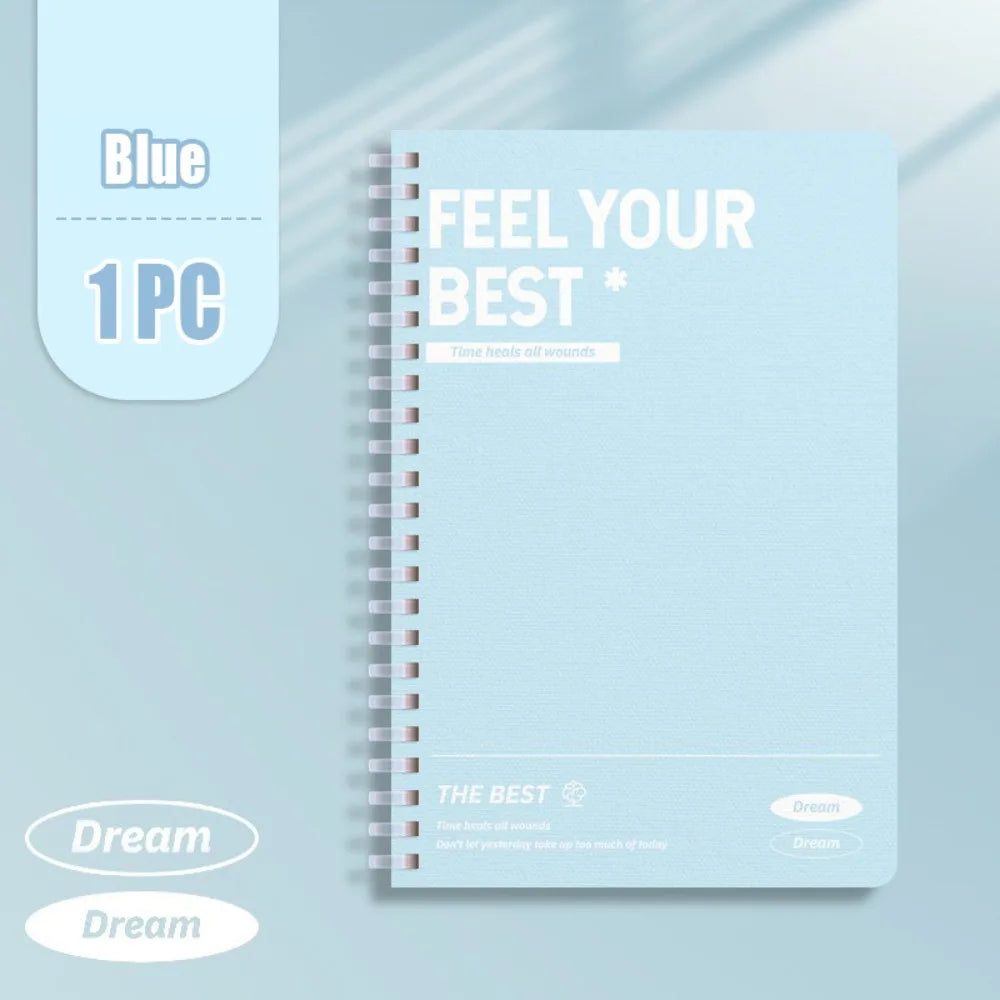 60Sheets/Book A5 Spiral Notebooks Perforated Pages Color Notepad Horizontal Line Inner Pages Diary Book Students