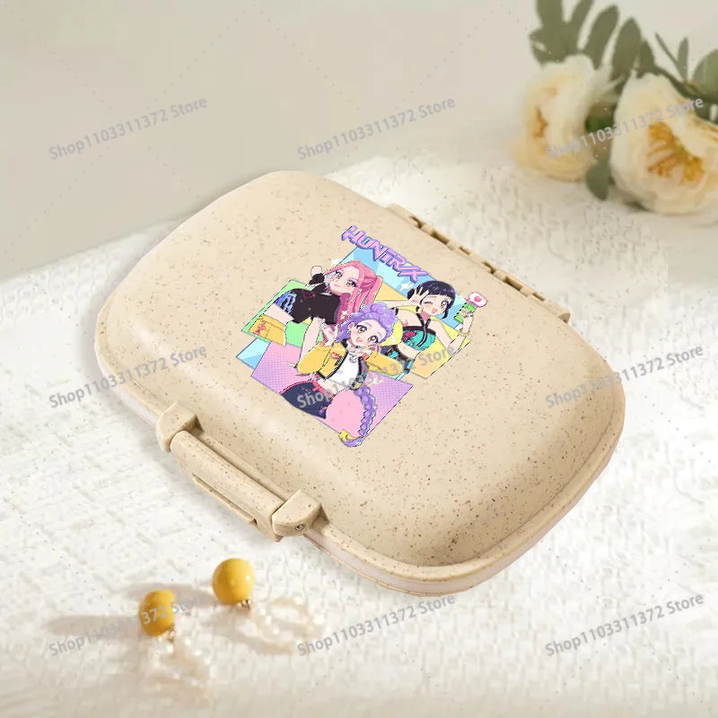 Move K-Pop Demon Hunters 8 Grid Compartment Pill Storage Box Fashion Printed Portable Travel Home Vitamin Container Cartoon Gift
