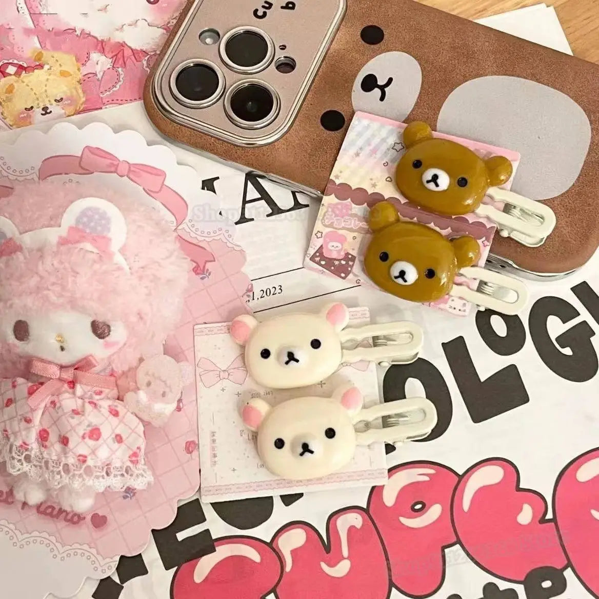 Easy Bear Cute Hairclip Girls Rilakkuma Headwear Cartoon Easy Bear Hair Clip Lazybear Sweet Bangs Edge Clip Hair Accessories