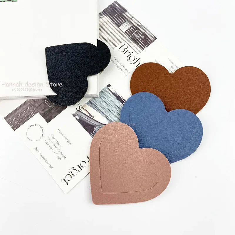 Heart Shaped PU Leather Bookmark Colorful Double Sided Tablet Gift for Book Lovers Readers and Diary Lovers