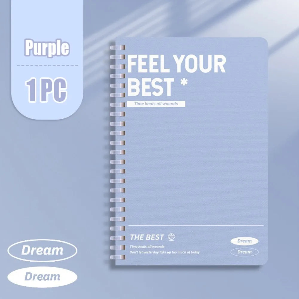 60Sheets/Book A5 Spiral Notebooks Perforated Pages Color Notepad Horizontal Line Inner Pages Diary Book Students