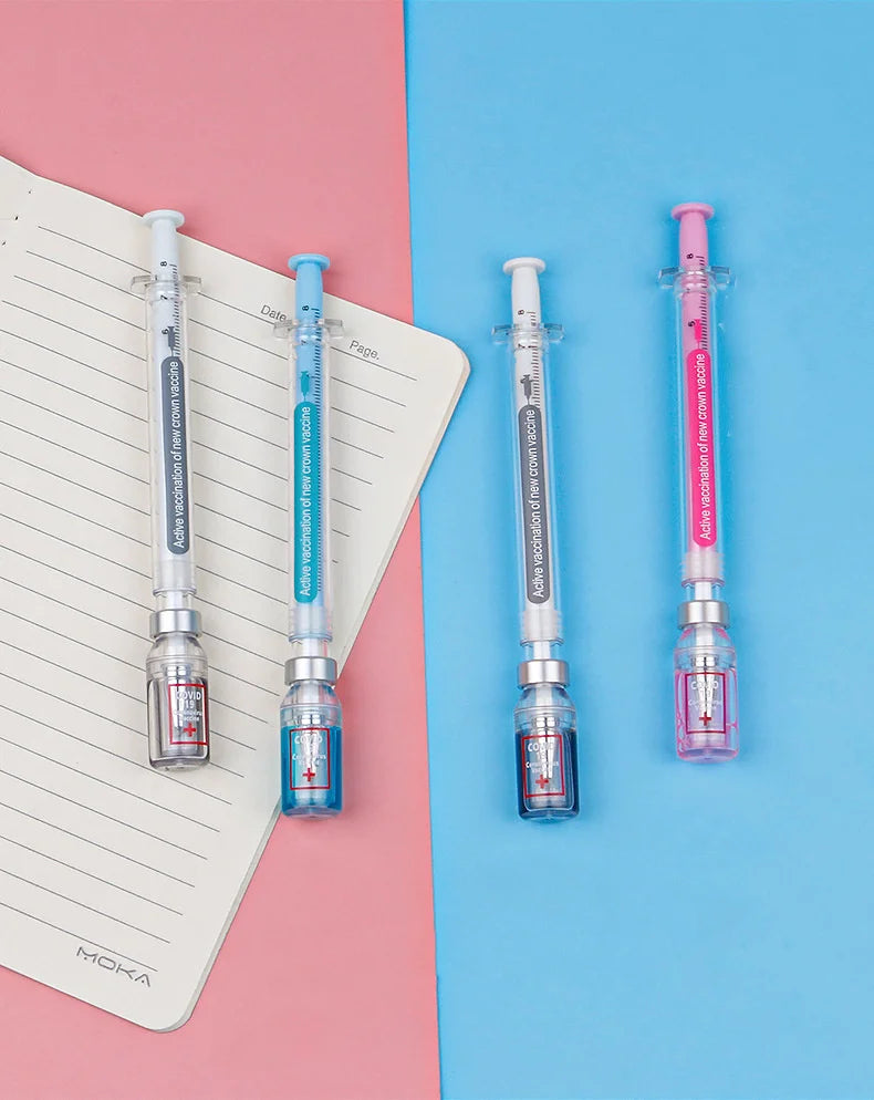 3 pcs/set,1-3-5 set Creative Novelty Syringe Peculiar Shape Stationery 0.5 MM Cute Gel Pen