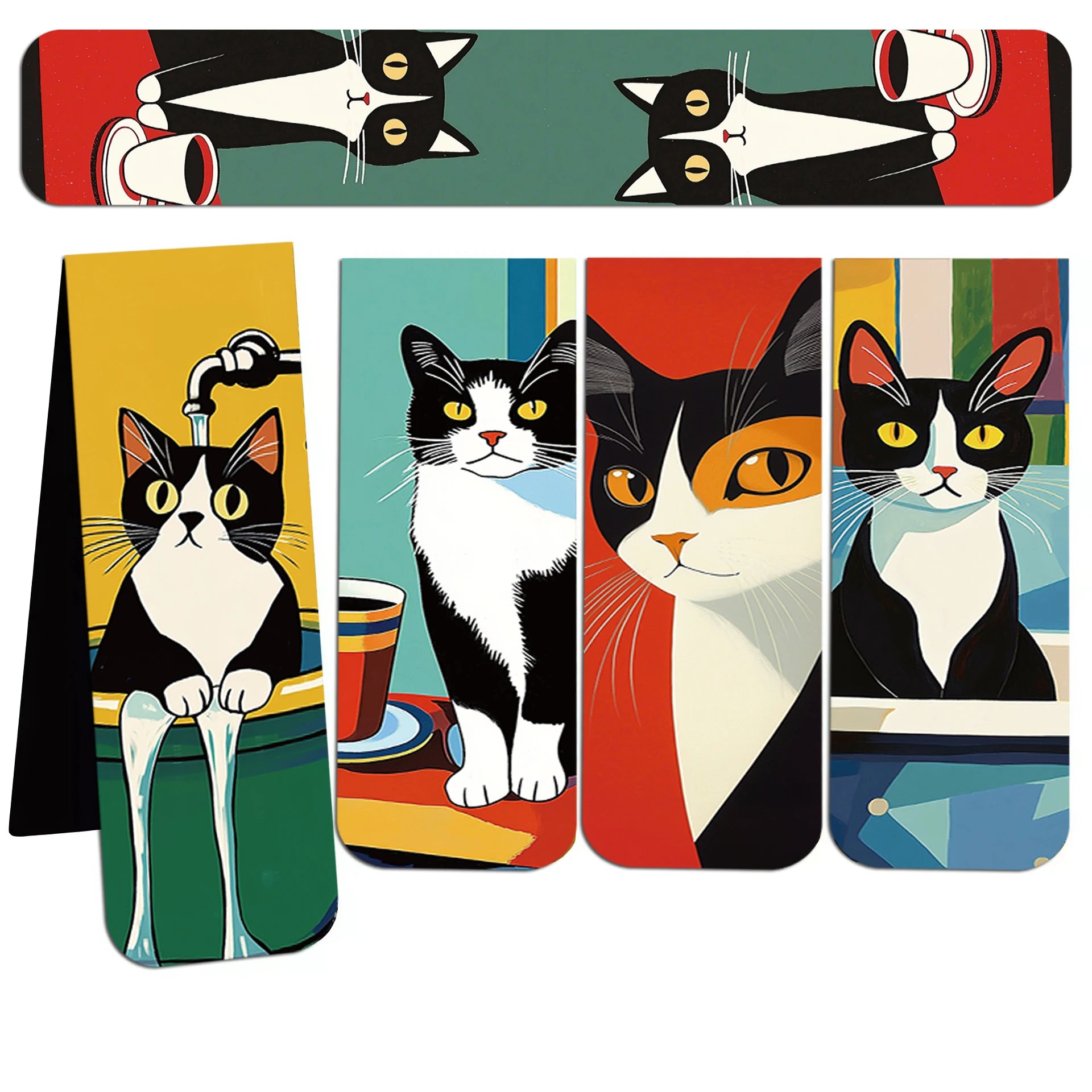 5PCS Simple And Fun Cat Magnetic Bookmarks Reading Items Page Holder Stationery Office Supplies Book For Pages Books Readers