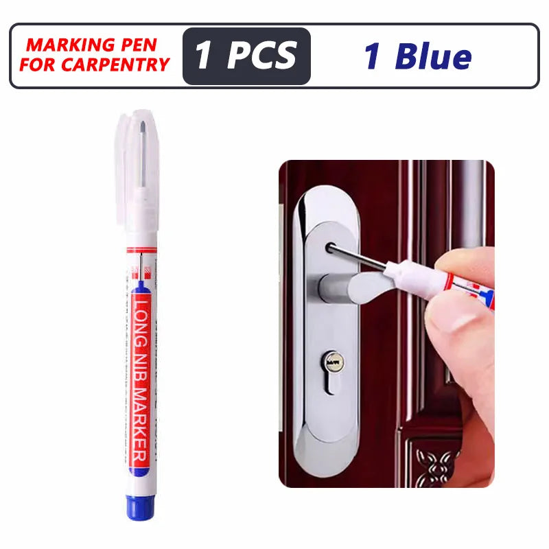 8Pcs/Set 20mm Deep Hole Long Nib Head Markers For Metal Perforating Pen Waterproof Bathroom Woodworking Decoration Multi-Purpose