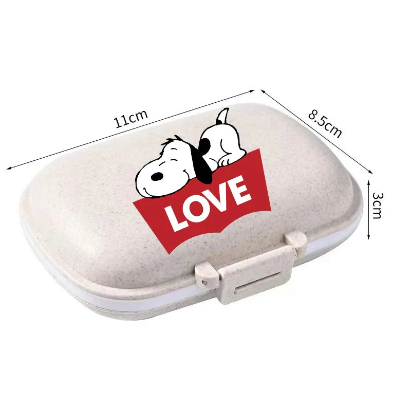 Snoopys Mini Portable Pills Organizer Case 8 Grids PillBox Tablet Storage Container Travel Weekly Medicine Pill's Box Pill Case