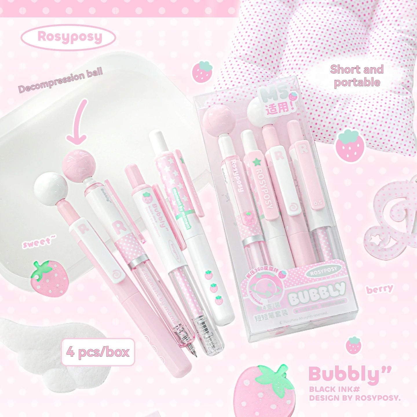 4PC Neutral Pen  Short Pen  4-Pack  High Aesthetic Value  360  Rotation  Decompression  And Problem  Solving Pen
