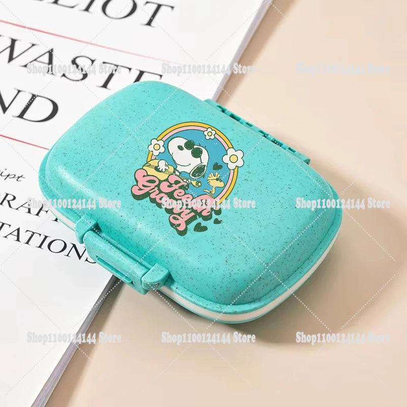 Snoopys Mini Portable Pills Organizer Case 8 Grids PillBox Tablet Storage Container Travel Weekly Medicine Pill's Box Pill Case