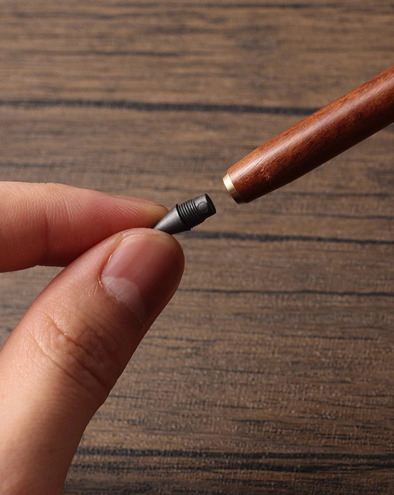 1PC Pen +5pcs Pen Tip Wooden Eternal Pencil HB Never Need Sharpening Unbreakable for Students Sketching Drawing High Tech