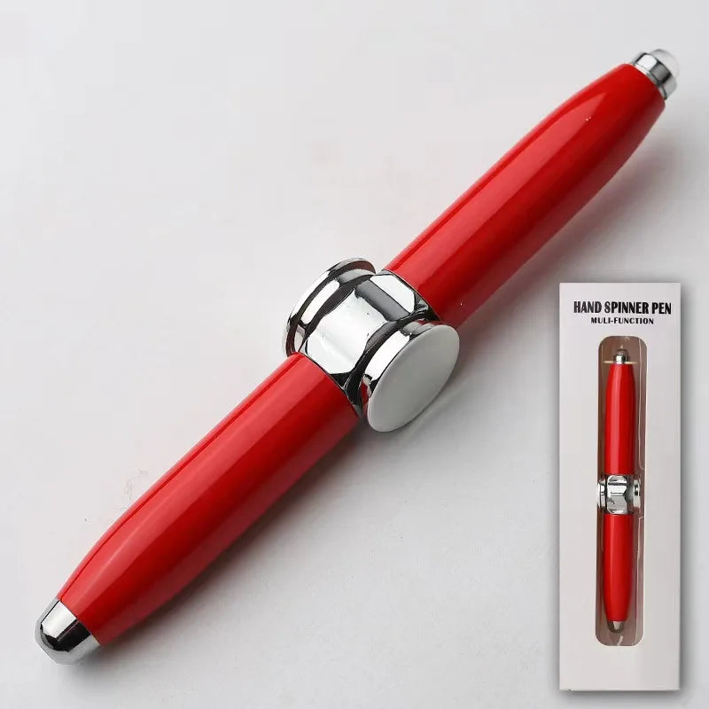 Led Fingertip Spinning Pen Fidget Anxiety Decompression Gyro Metal Ballpoint Gyroscope Pen Writing Pens school For Kids Adults