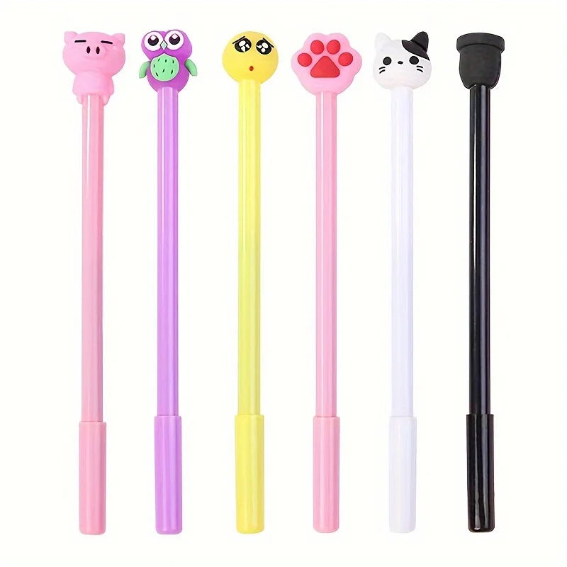 50 Creative Cute Cartoon Neutral Pen Black 0.5 Needle Water Pen Student Stationery Award Pen (Random Style)