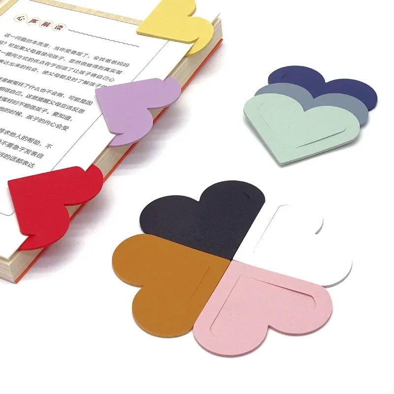 Heart Shaped PU Leather Bookmark Colorful Double Sided Tablet Gift for Book Lovers Readers and Diary Lovers