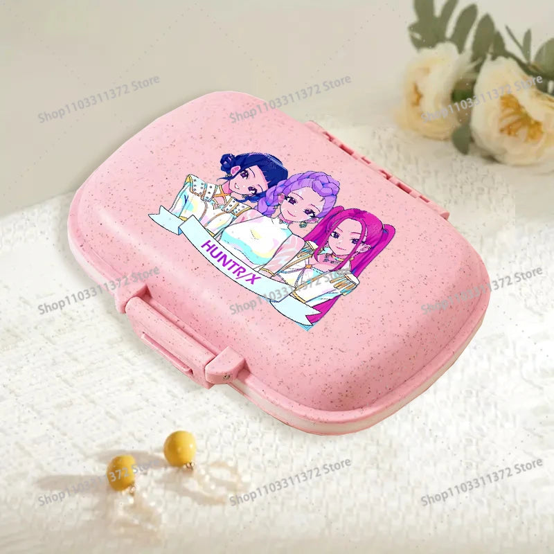 Move K-Pop Demon Hunters 8 Grid Compartment Pill Storage Box Fashion Printed Portable Travel Home Vitamin Container Cartoon Gift