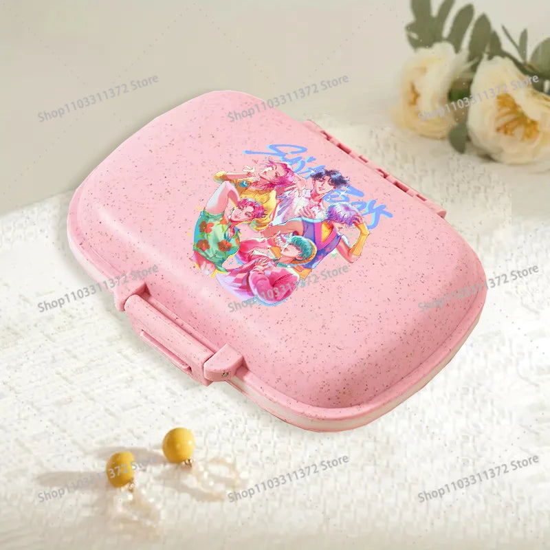 Move K-Pop Demon Hunters 8 Grid Compartment Pill Storage Box Fashion Printed Portable Travel Home Vitamin Container Cartoon Gift