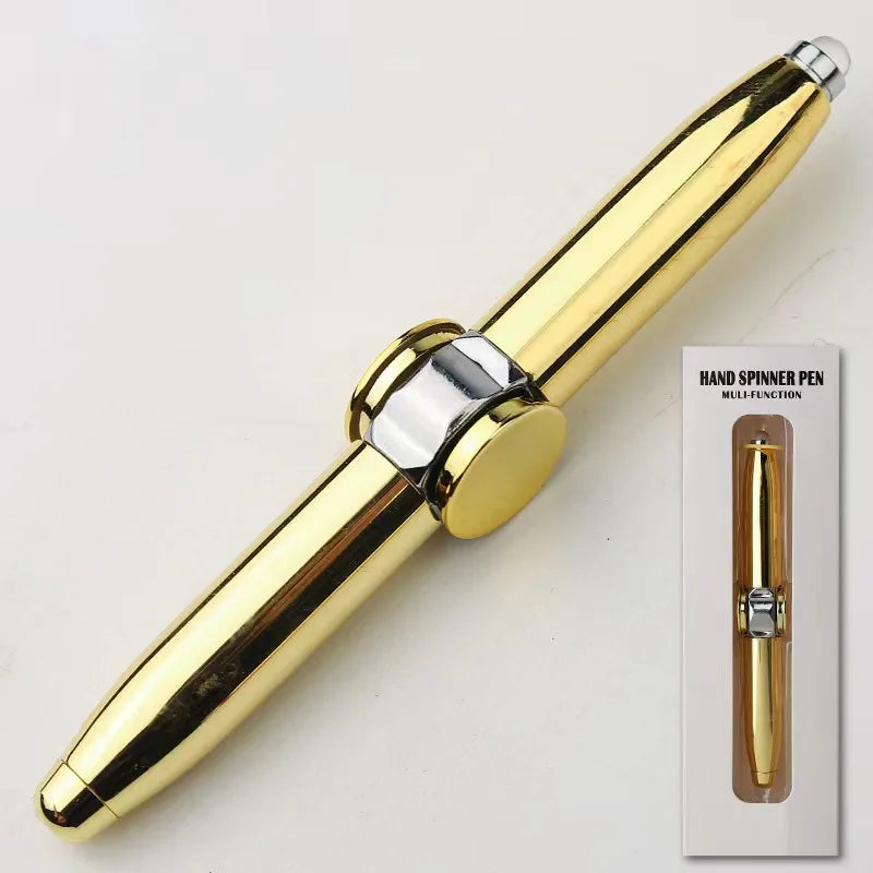 Led Fingertip Spinning Pen Fidget Anxiety Decompression Gyro Metal Ballpoint Gyroscope Pen Writing Pens school For Kids Adults