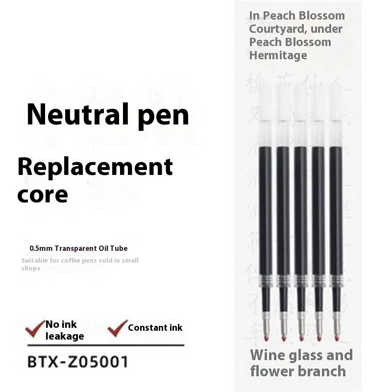 Coffee pen, small coffee pen, high-quality, eco-friendly, neutral pen for students, exams, office, black 0.5mm