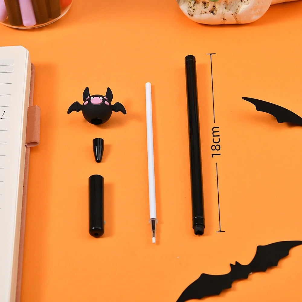 12 cute cartoon neutral pens for Halloween, with a simple pen body/pumpkin bat ghost shape, suitable for schools, offices, study