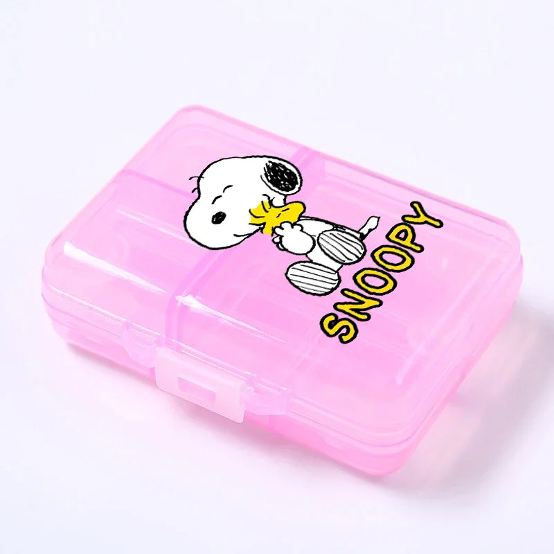 Kawaii Snoopys Anime Storage Box Pill Case Large Capacity A Week Organizer Portable Travel Outdoor Tablets Vitamins Container