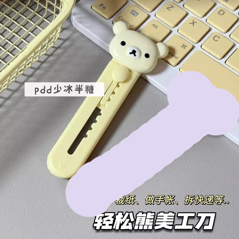 Rilakkuma Utility Knife Kids New Kawaii Relax Bear Make Handicrafts Stationery Handheld Paper Cutting Pocketknife Children Gift