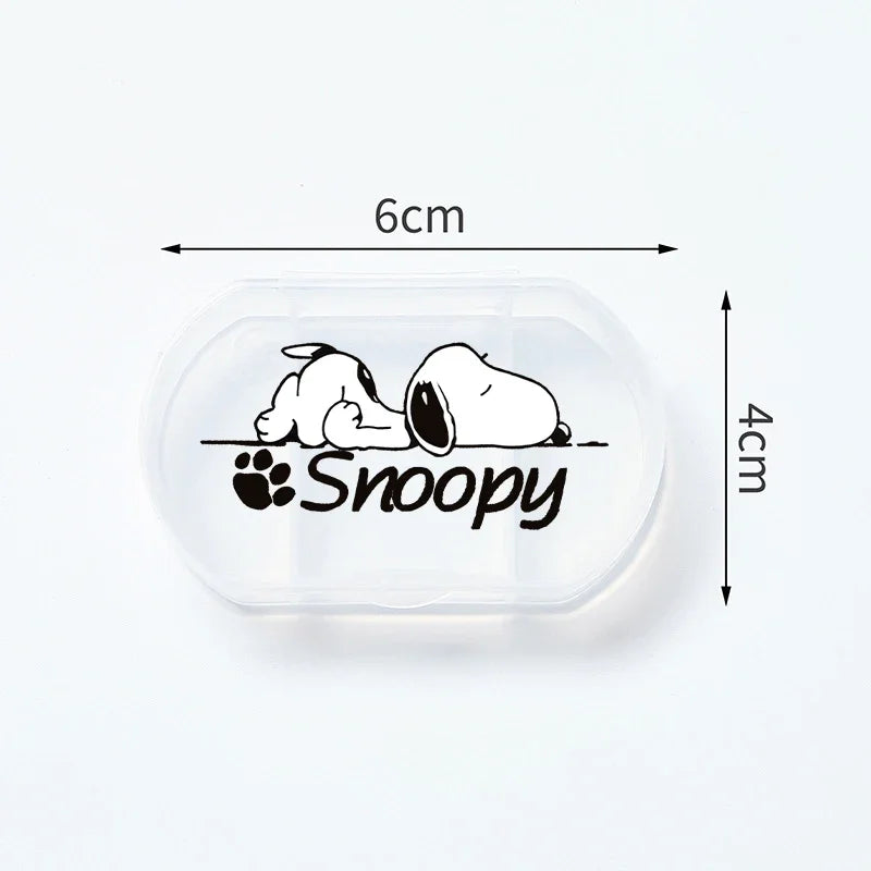 Portable Snoopys Mini Pill Box Kawaii Travel Anime Three-compartment Transparent Plastic Medicines Storage Case Container Gifts