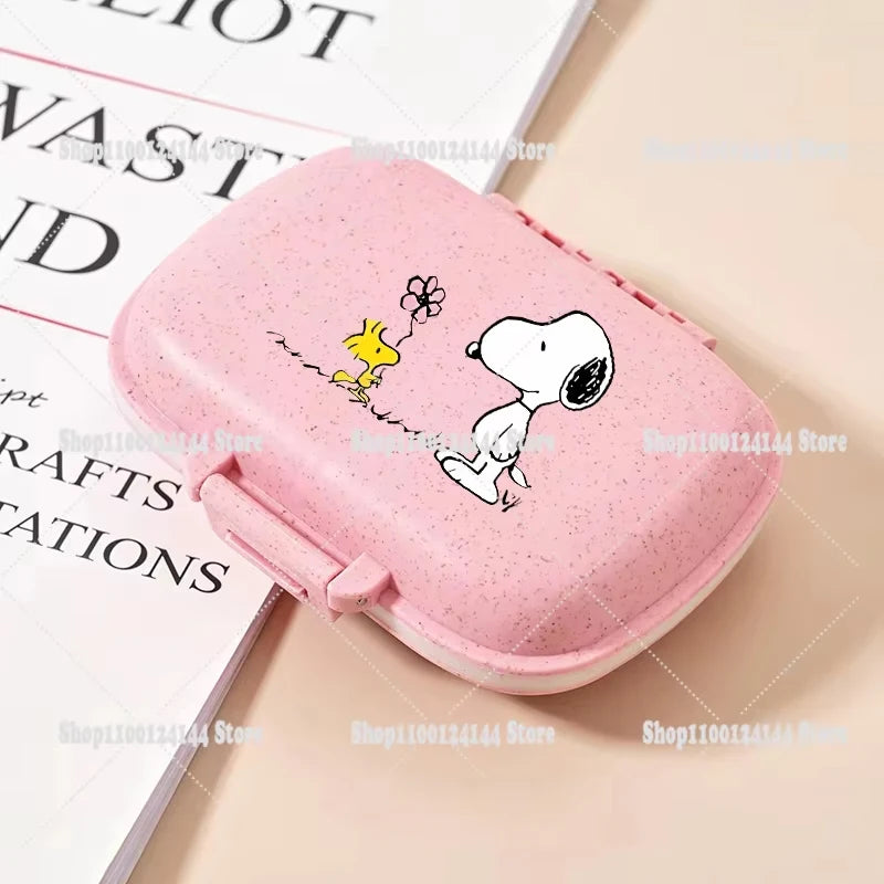 Snoopys Mini Portable Pills Organizer Case 8 Grids PillBox Tablet Storage Container Travel Weekly Medicine Pill's Box Pill Case